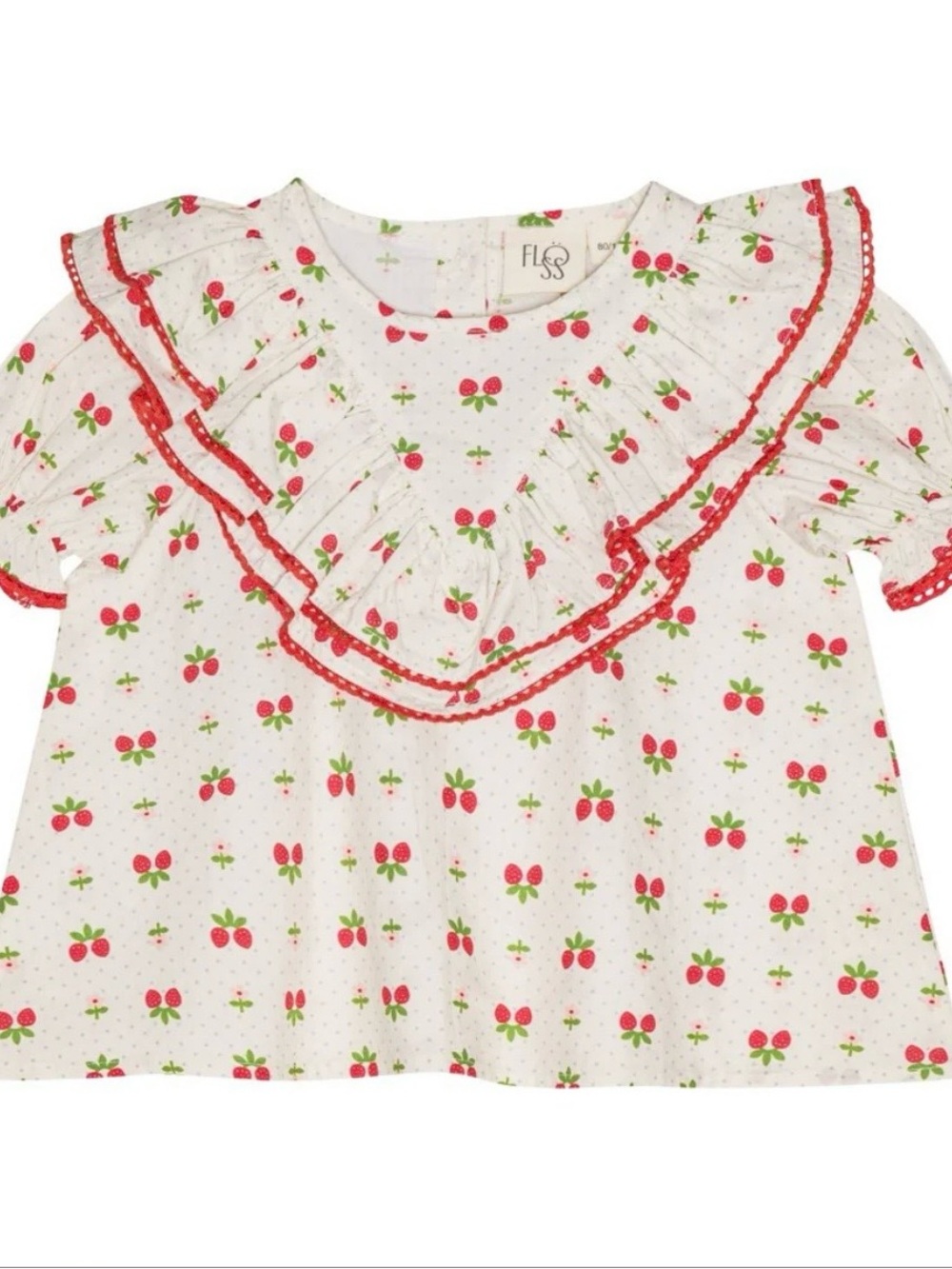 NWOT Floss Sofia Short Sleeve Soft White Berry Blouse